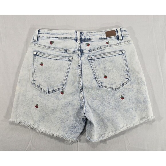 Judy Blue Denim Shorts Embroidered Cherries Distressed Stonewashed Plus Size 1XL - Picture 2 of 16